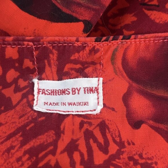 Hawaiian Vintage 60s Red Floral Muumuu Fashions by Tina Waikiki Dress - Picture 2 of 7